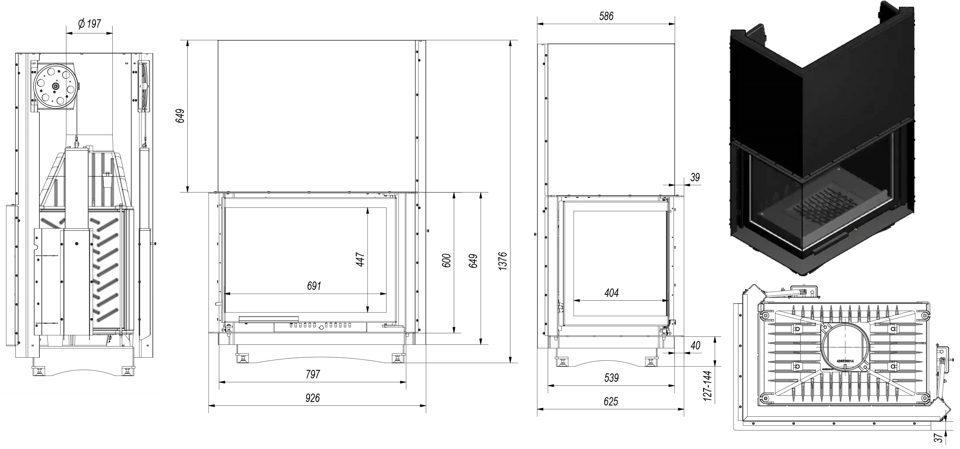 Каминная топка Kratki AMELIA 25 BS гильотина (21,0 кВт) (Кратки Амелия)