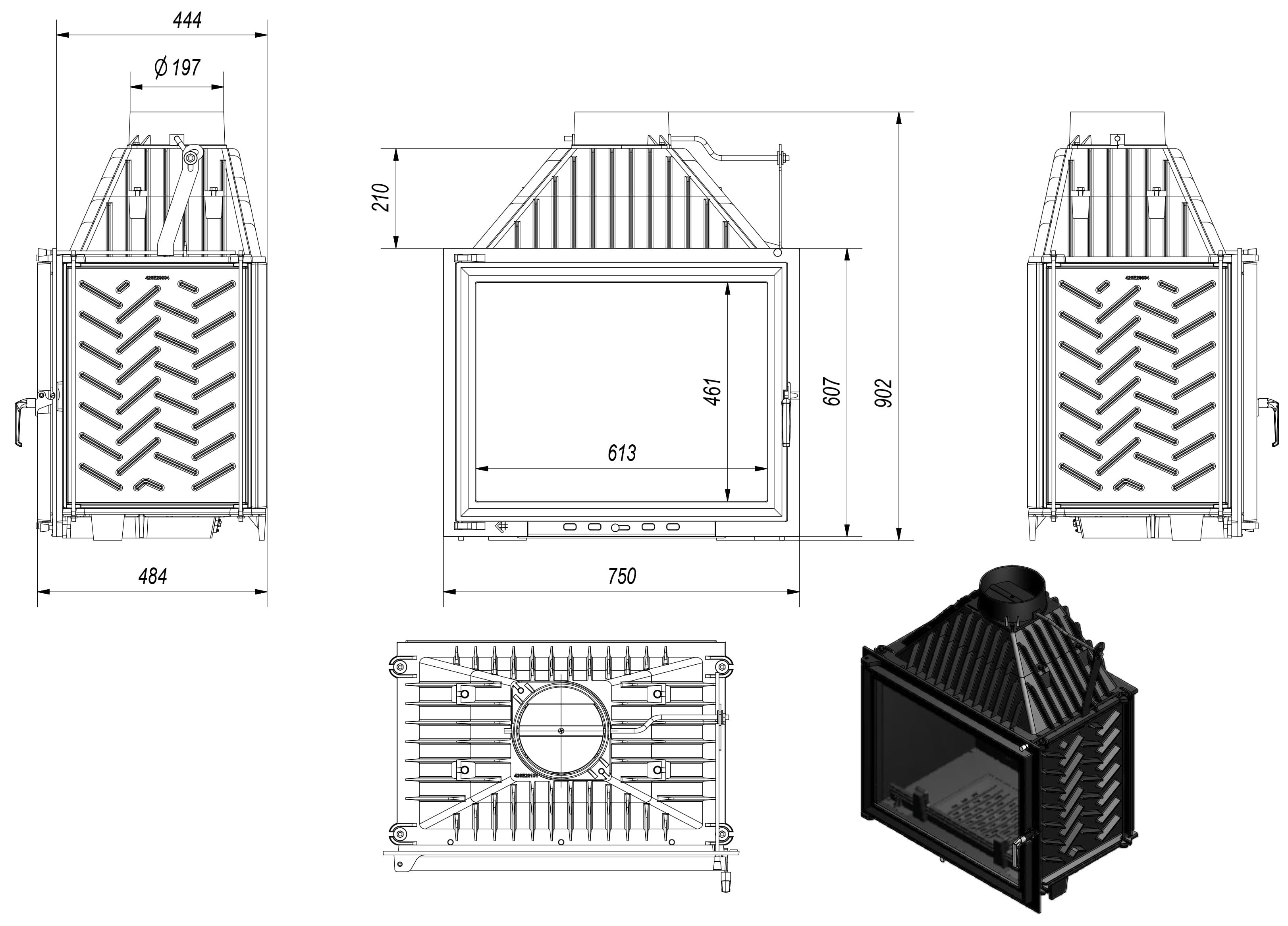 Каминная топка Kratki AMELIA 25 (21,0 кВт) (Кратки Амелия)