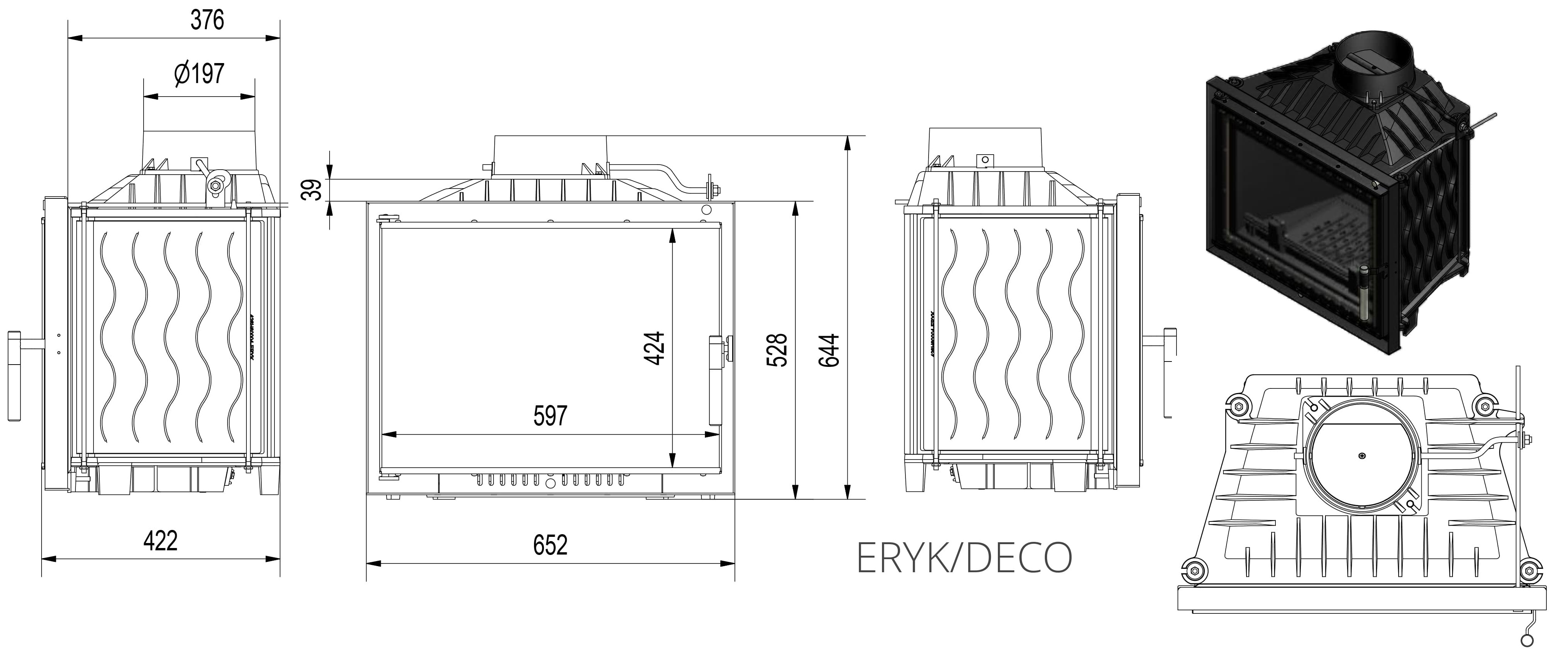 Каминная топка Kratki ERYK LUX/DECO (Кратки Эрик)