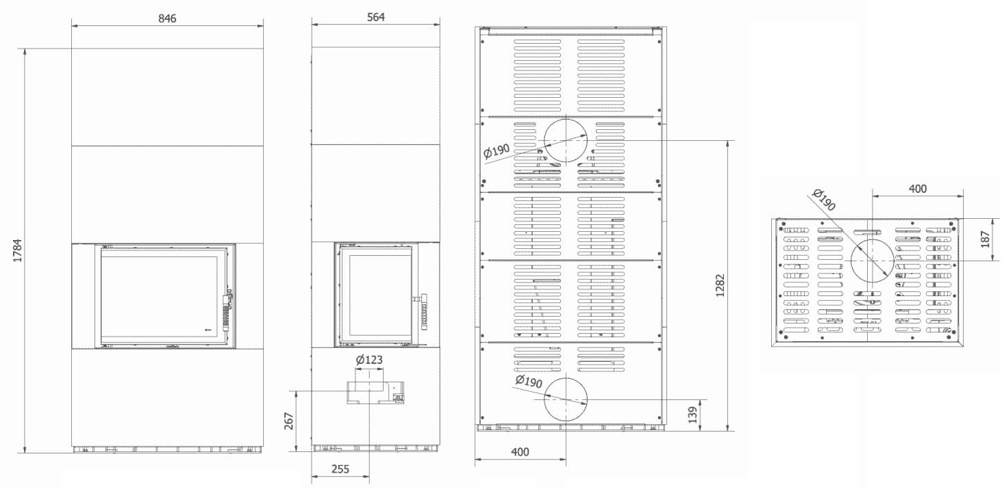 Каминная топка Kratki FLOKI BOX 8 кВт в корпусе с керамогранита прамая/угловая (Кратки Флоки)