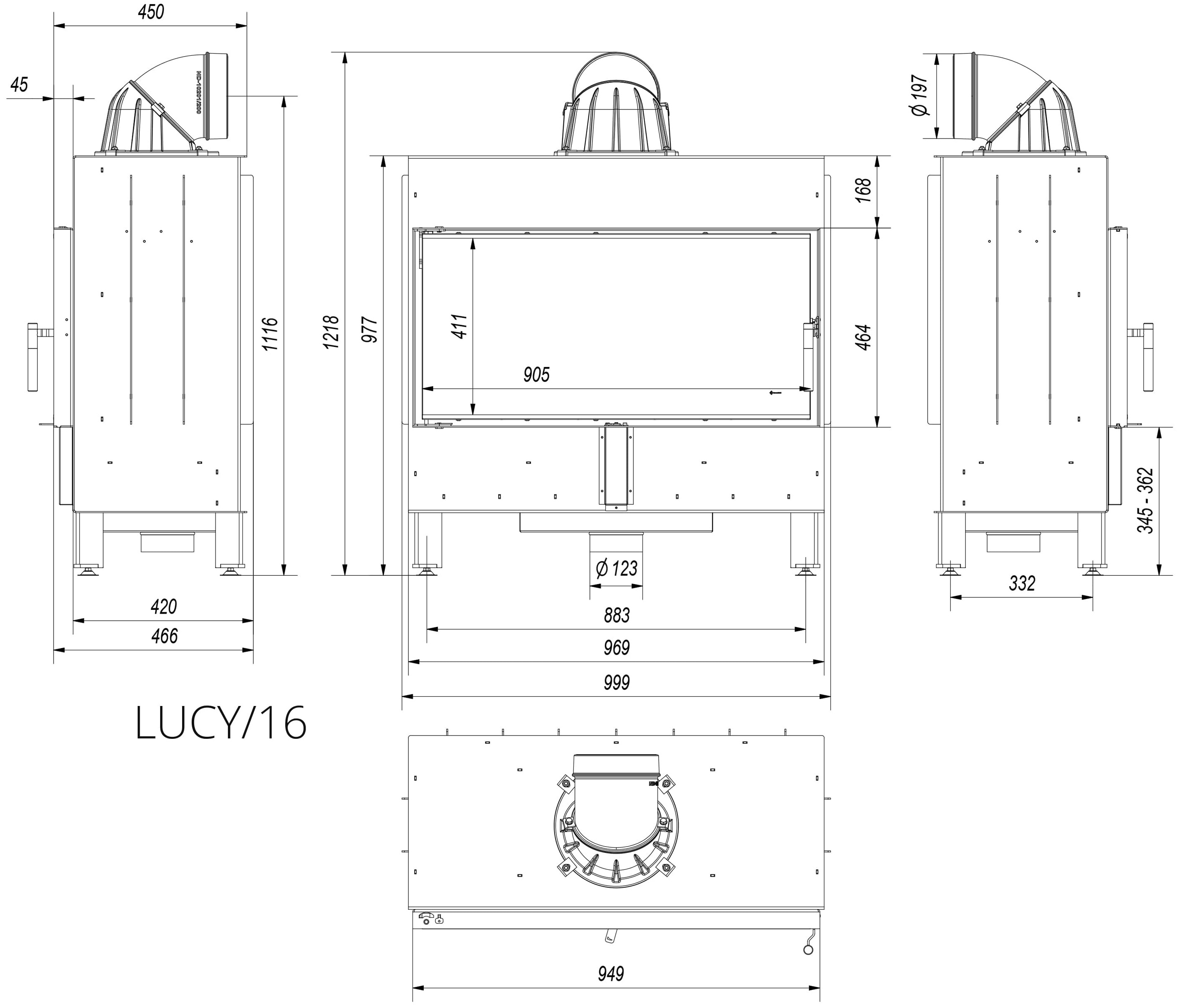 Каминная топка Kratki LUCY прямая (Кратки Люси)